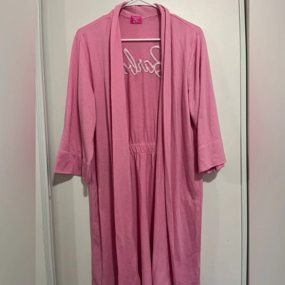 PJ Salvage BARBIE Soft‎ Robe Pink Women’s Size M Open Front Short - Picture 3 of 7